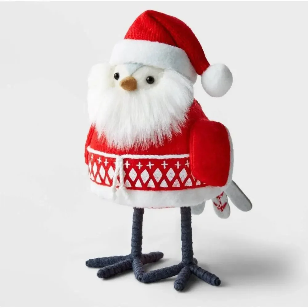New Target Wondershop Christmas Felt Fabric Santa Claus Bird Koselig 2022